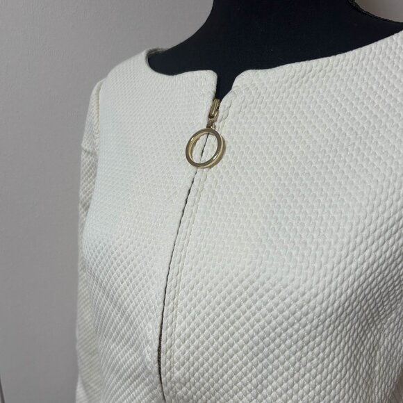 Women's Linda Allard Ellen Tracy Off White Open Front Blazer Zip Jacket Size 8 - Picture 9 of 10